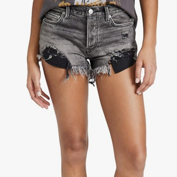 Free People We The Free Loving Good Vibrations Denim Shorts Black 28 - Picture 7 of 8
